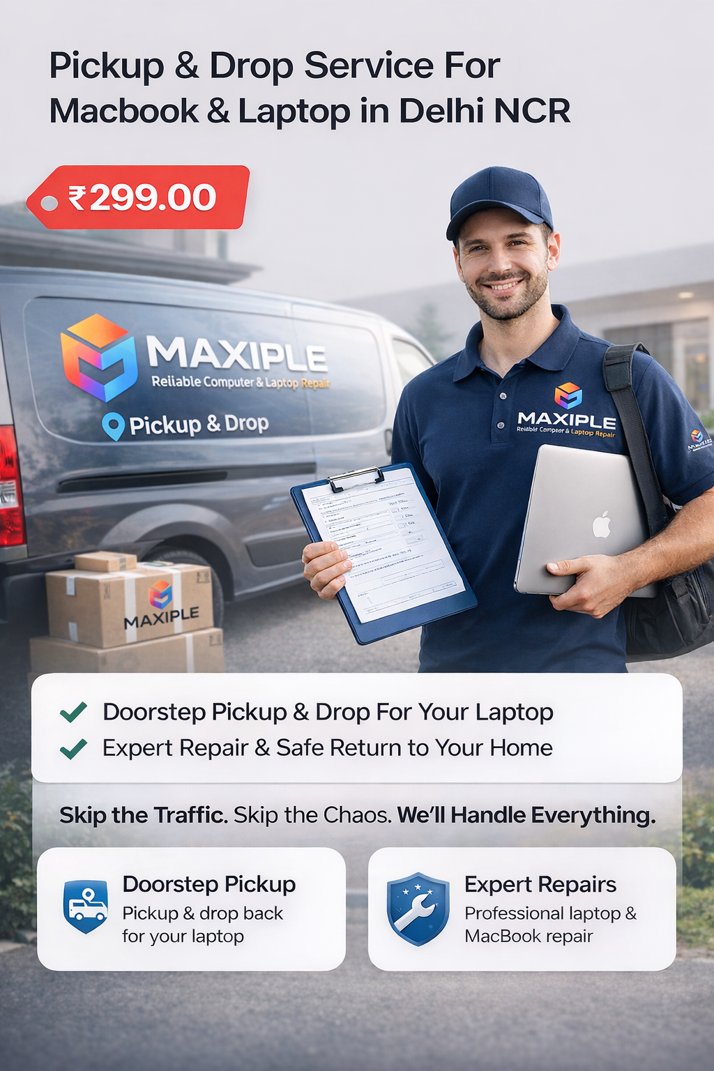 Pickup and Drop service available for macbook in delhi NCR